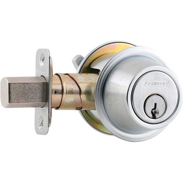 Schlage - Deadbolts Type: Single Cylinder Door Thickness Range: 1-3/8 - 1-7/8 - Industrial Tool & Supply
