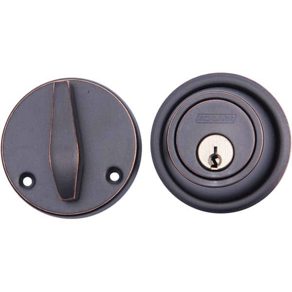 Schlage - Deadbolts Type: Single Cylinder Door Thickness Range: 1-3/8 - 1-7/8 - Industrial Tool & Supply