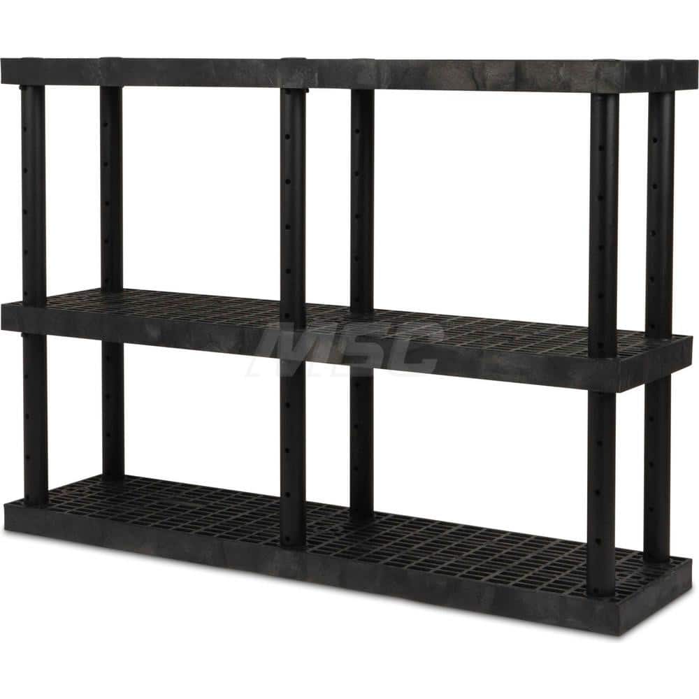 Plastic Shelving; Type: Adjustable Shelving; Shelf Capacity (Lb.): 925; Width (Inch): 16; Height (Inch): 48.000000; Number of Shelves: 3; Color: Black