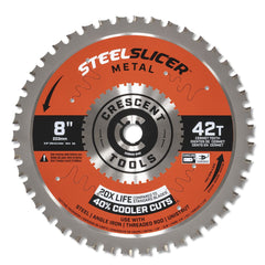 Wet & Dry Cut Saw Blade: 8″ Dia, 5/8″ Arbor Hole, 0.079″ Kerf Width, 42 Teeth Use on Metal Cutting