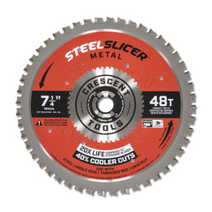 Wet & Dry Cut Saw Blade: 7-1/4″ Dia, 5/8″ Arbor Hole, 0.079″ Kerf Width, 48 Teeth Use on Metal Cutting, Round with Diamond Knockout Arbor