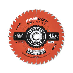 Wet & Dry Cut Saw Blade: 6-1/2″ Dia, 5/8″ Arbor Hole, 0.063″ Kerf Width, 40 Teeth Use on Finishing & Paneling, Round with Diamond Knockout Arbor