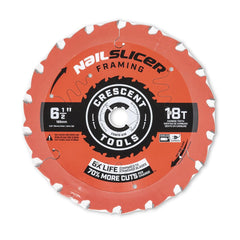 Wet & Dry Cut Saw Blade: 6-1/2″ Dia, 5/8″ Arbor Hole, 0.063″ Kerf Width, 18 Teeth Use on Framing, Round with Diamond Knockout Arbor
