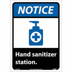 NMC - "Notice - Hand Sanitizer Station", 10" Wide x 14" High, Pressure-Sensitive Vinyl Safety Sign - Industrial Tool & Supply