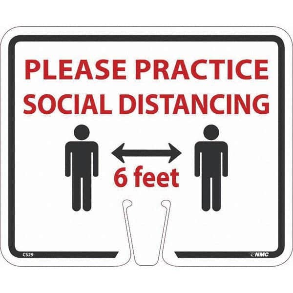 NMC - "Please Practice Social Distancing", 12-5/8" Wide x 10-3/8" High, Rigid Plastic Safety Sign - Industrial Tool & Supply
