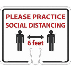 NMC - "Please Practice Social Distancing", 12-5/8" Wide x 10-3/8" High, Rigid Plastic Safety Sign - Industrial Tool & Supply