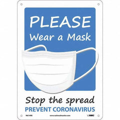 NMC - "Please Wear A Mask", 10" Wide x 14" High, Rigid Plastic Safety Sign - Industrial Tool & Supply