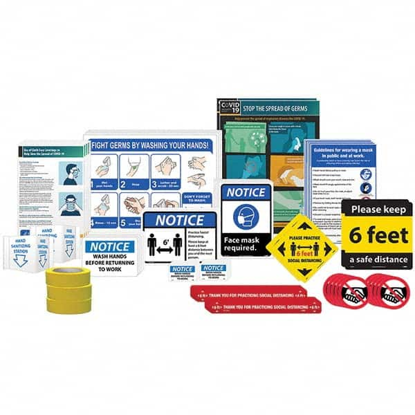 NMC - "Back To Work Kit", 1" Wide x 1" High, Aluminum Composite Panel Safety Sign - Industrial Tool & Supply