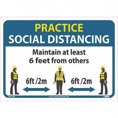 NMC - "Practice Social Distancing", 14" Wide x 10" High, Pressure-Sensitive Vinyl Safety Sign - Industrial Tool & Supply