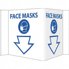 NMC - "Face Masks", 12" Wide x 6" High, Vinyl Safety Sign - Industrial Tool & Supply