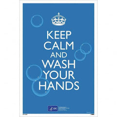 NMC - "COVID-19 - Keep Calm And Wash Your Hands", 12" Wide x 18" High, Paper Safety Sign - Industrial Tool & Supply