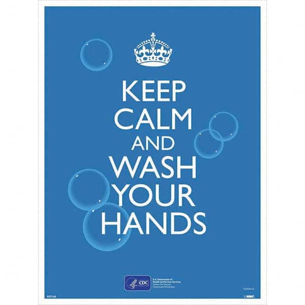 NMC - "COVID-19 - Keep Calm And Wash Your Hands", 18" Wide x 24" High, Paper Safety Sign - Industrial Tool & Supply