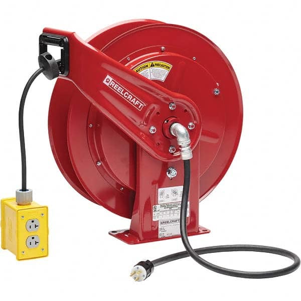 Reelcraft - Cord & Cable Reels End Type: Quad Outlet Cable Length (Feet): 75 - Industrial Tool & Supply