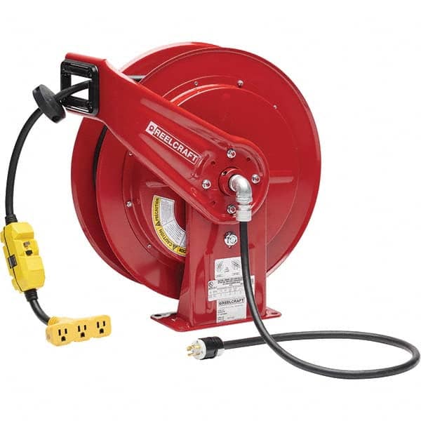 Reelcraft - Cord & Cable Reels End Type: Triple-Tap Outlet Cable Length (Feet): 100 - Industrial Tool & Supply