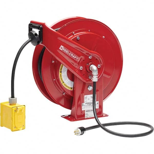 Reelcraft - Cord & Cable Reels End Type: Duplex Outlet Box with GFCI Cable Length (Feet): 75 - Industrial Tool & Supply