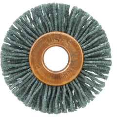 1-1/8″ Small Diameter Nylox Wheel Brush, .022/120SC Crimped Fill, 1/4″ Arbor Hole - Industrial Tool & Supply
