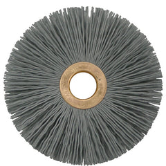 3″ Small Diameter Nylox Wheel Brush, .022/320SC Crimped Fill, 1/2″ Arbor Hole - Industrial Tool & Supply