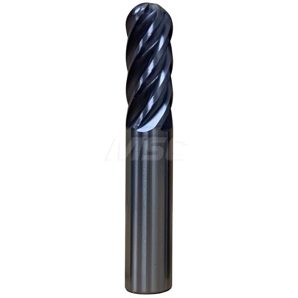 Ball End Mill: 0.25″ Dia, 6 Flute, Solid Carbide 2-1/2″ OAL, 1/4″ Shank Dia, 35 to 45 ° Helix, Ti-NAMITE-X Coated, Single End, Series 51B