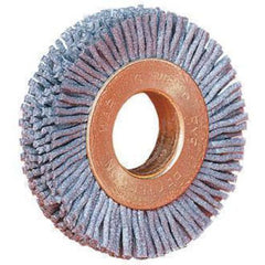 3″ Diameter - Small Diameter Wheel Brush - 0.035″/80 Grit - 1/2″ Arbor - Industrial Tool & Supply