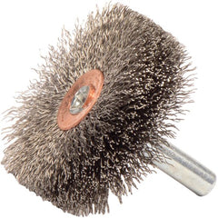1-3/4″ Stem-Mounted Crimped Wire Wheel, .008″ Stainless Steel Fill, 1/4″ Stem - Industrial Tool & Supply