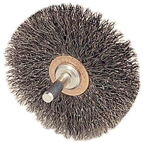 2-1/2″ Stem-Mounted Crimped Wire Wheel, .006″ Steel Fill, 1/4″ Stem - Industrial Tool & Supply