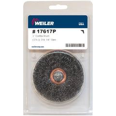 3″ Stem-Mounted Crimped Wire Wheel, .014″ Steel Fill, 1/4″ Stem, Retail Pack - Industrial Tool & Supply