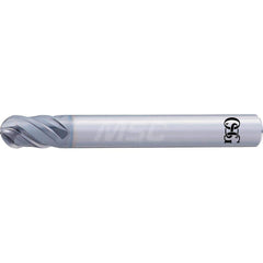 Ball End Mill: 0.1181″ Dia, 4 Flute, Solid Carbide 50 mm OAL, 6 mm Shank Dia, 40 ° Helix, DUROREY Coated, Single End