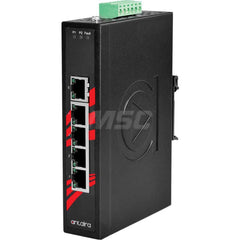 Data Port Receptacles; Receptacle Configuration: Ethernet; Number of Ports: 5; Number of Power Receptacles: 1; Number of Switches: 5; Mounting Type: DIN Rail Mount; Color: Black; Overall Depth (Decimal Inch): 3.7400; Overall Depth (mm): 95.00; Overall Len