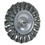 4" - Diameter Stem-Mounted Knot Wire Wheel; .014" - Diameter Steel Fill; 1/4" Stem - Industrial Tool & Supply