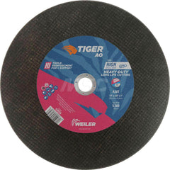Cut-Off Wheel: Type 1, 14″ Dia, 1/8″ Thick, Aluminum Oxide Reinforced, 30 Grit, 5500 Max RPM, Use with Gas Powered Saws