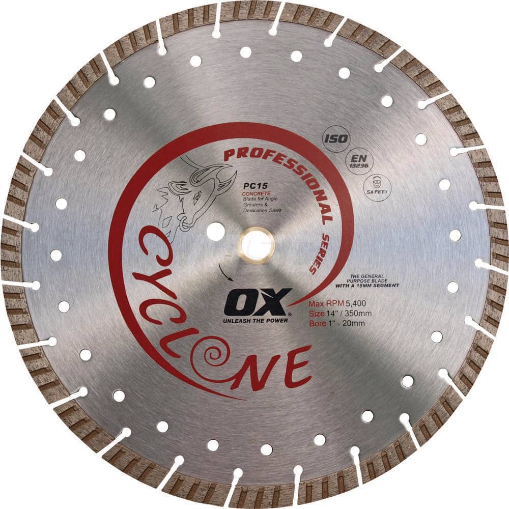 Wet & Dry Cut Saw Blade: 14″ Dia, 1″ Arbor Hole Use on General Purpose, Standard Arbor