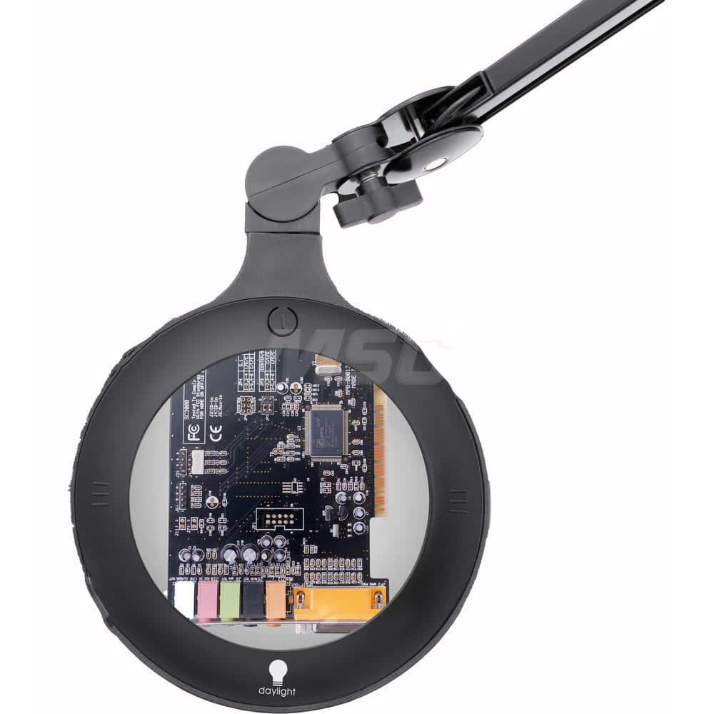 Task Light: LED, 45.2755″ Reach, Gooseneck Arm, Free Standing, White 10V, 8 Watts, 1.75x Magnification