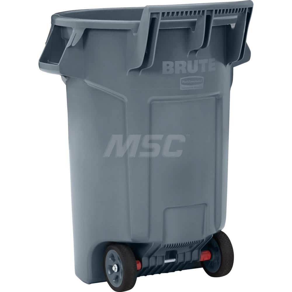 Trash Cans & Recycling Containers; Product Type: Trash Can; Container Capacity: 44gal; Container Shape: Round; Lid Type: No Lid; Container Material: Plastic; Color: Gray; Finish: Smooth; Features: Wheels