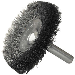 2″ Stem-Mounted Concave Crimped Wire Wheel, .008″ Steel Fill, 1/4″ Stem - Industrial Tool & Supply