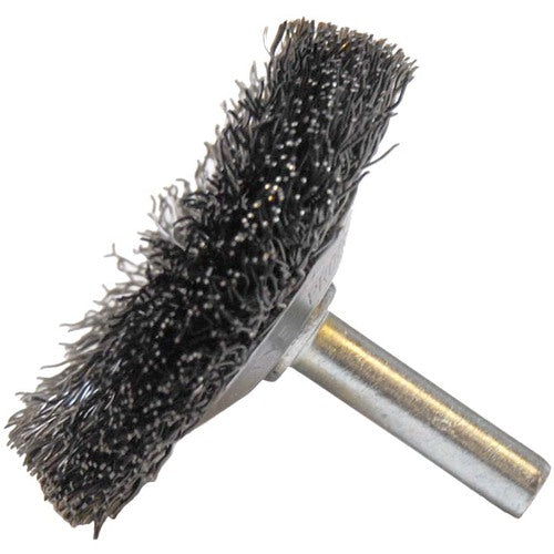 2″ Stem-Mounted Concave Crimped Wire Wheel, .014″ Steel Fill, 1/4″ Stem - Industrial Tool & Supply