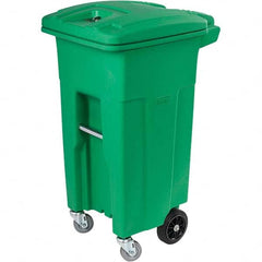 32 Gal Rectangle Lime Green Trash Can Polyethylene