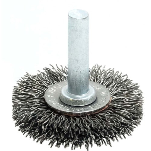 1-1/2″ Stem-Mounted Crimped Wire Radial Wheel, .014″ Steel Fill, 1/4″ Stem - Industrial Tool & Supply