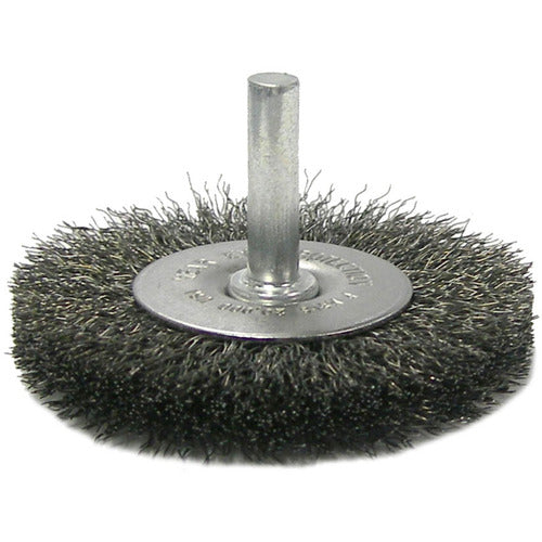 2-1/2″ Stem-Mounted Crimped Wire Radial Wheel, .020″ Steel Fill, 1/4″ Stem - Industrial Tool & Supply