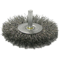 3″ Stem-Mounted Crimped Wire Radial Wheel, .014″ Steel Fill, 1/4″ Stem - Industrial Tool & Supply