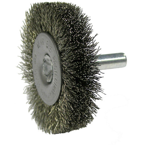 2″ Stem-Mounted Crimped Wire Radial Wheel, .008″ Stainless Steel Fill, 1/4″ Stem - Industrial Tool & Supply