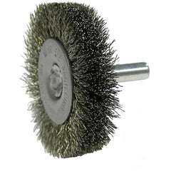 2″ Stem-Mounted Crimped Wire Radial Wheel, .008″ Stainless Steel Fill, 1/4″ Stem - Industrial Tool & Supply