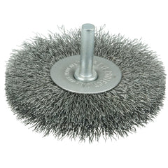 3″ Stem-Mounted Crimped Wire Radial Wheel, .008″ Stainless Steel Fill, 1/4″ Stem - Industrial Tool & Supply