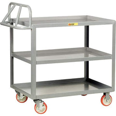 Little Giant - 1,200 Lb Capacity, 24" Wide x 36" Long x 35" High Cart - 3 Shelf, Steel, Polyurethane Casters - Industrial Tool & Supply