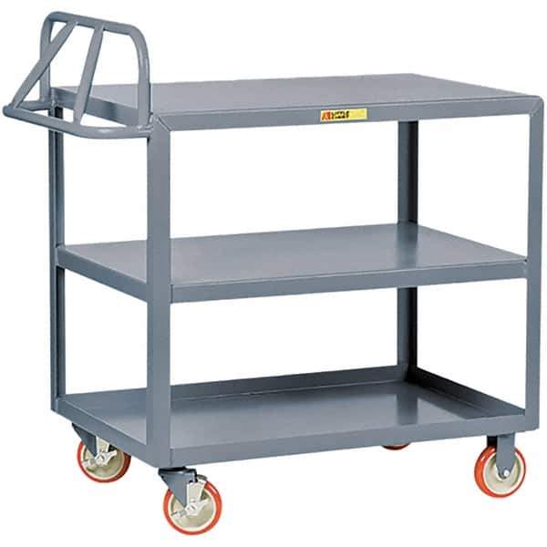 Little Giant - 1,200 Lb Capacity, 24" Wide x 48" Long x 35" High Cart - 3 Shelf, Steel, Polyurethane Casters - Industrial Tool & Supply