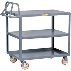 Little Giant - 1,200 Lb Capacity, 24" Wide x 48" Long x 35" High Cart - 3 Shelf, Steel, Polyurethane Casters - Industrial Tool & Supply
