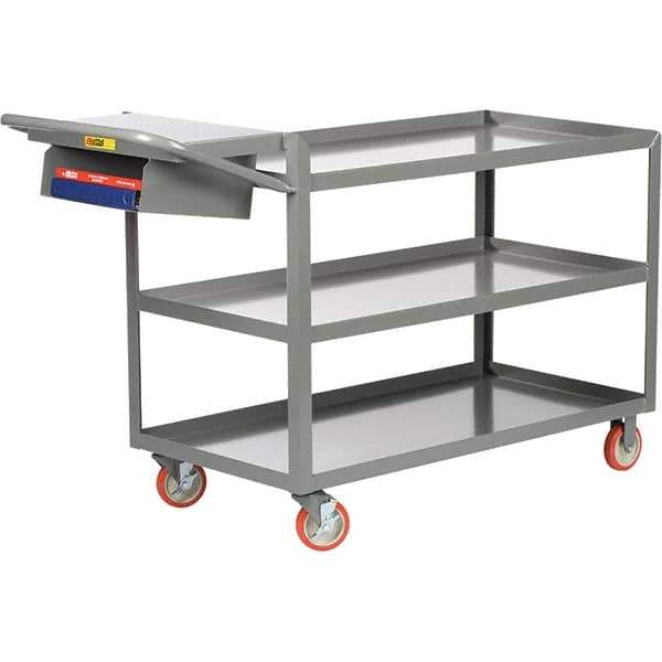Little Giant - 1,200 Lb Capacity, 18" Wide x 32" Long x 35" High Order Picking Cart - 3 Shelf, Steel, 2 Rigid/2 Swivel Casters - Industrial Tool & Supply