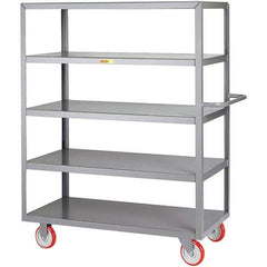 Little Giant - 1,200 Lb Capacity, 18" Wide x 32" Long x 61-1/2" High Service Cart - 5 Shelf, Steel, Polyurethane Casters - Industrial Tool & Supply