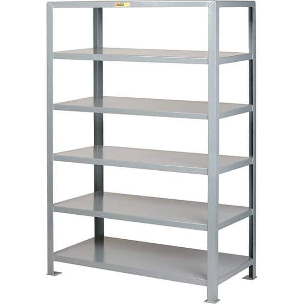 Little Giant - 6 Shelf Steel Shelving - 30" Wide x 72" High x 60" Deep, Gray - Industrial Tool & Supply