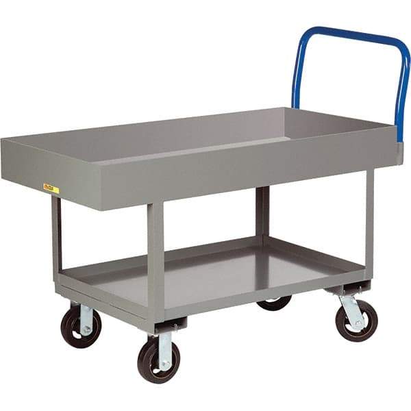 Little Giant - 2,000 Lb Capacity Steel Platform Truck - Steel Deck, 24" OAW, 49-1/2" Platform Length, Mold On Rubber Casters - Industrial Tool & Supply