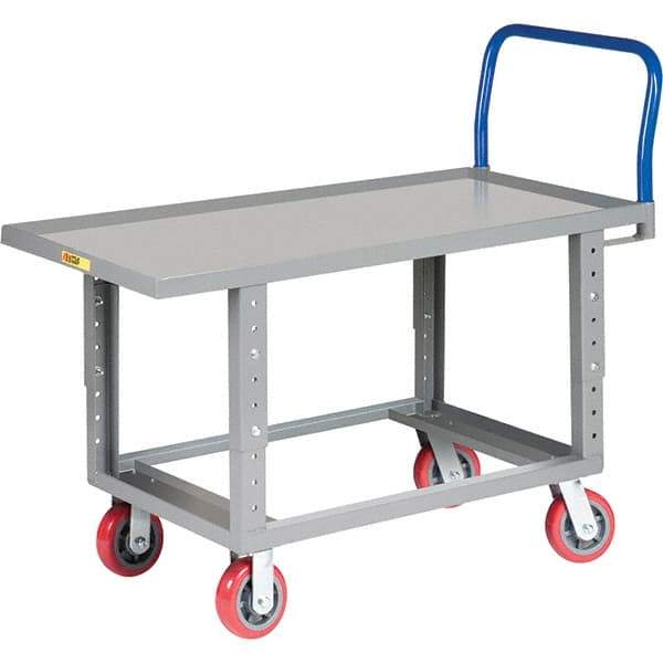 Little Giant - 2,000 Lb Capacity Steel Platform Truck - Steel Deck, 24" OAW, 49-1/2" Platform Length, Polyurethane Casters - Industrial Tool & Supply